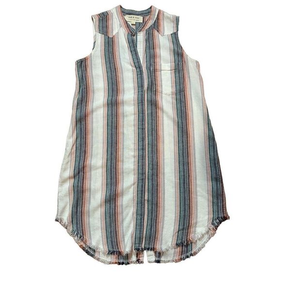 Cloth & Stone Sunburst Fray Button Down Linen Blend Sleeveless Shirt Dress Sz S - Picture 11 of 11